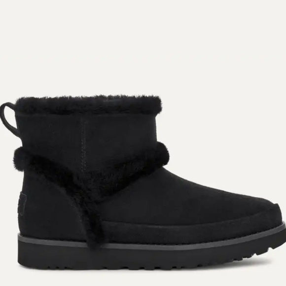 Ugg Classic Mini Spill Seam Boots in Black Suede Fur Designer Luxury #791 - Picture 5 of 17
